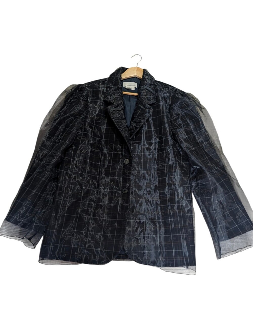 Anthropologie Plaid Blazer With Sheer Overlay Size Medium